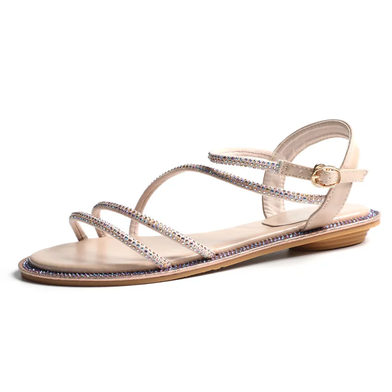 Crystal Ladies wedges buckle sandals serpentine summer gladiator shoes woman beach flipflops slingback rhinestone sandalias 2020 | Обувь