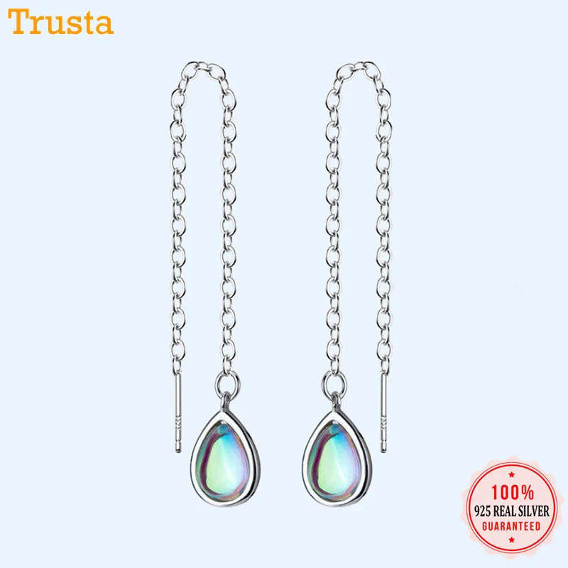 Серьги гвоздики Trusta из 100% серебра 925 пробы в виде капли воды 9 2 см|Серьги-гвоздики|