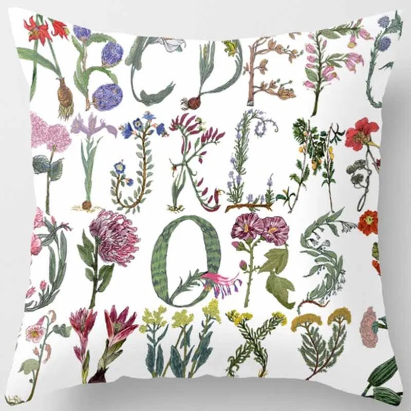 Лидер продаж Модный чехол для подушки с изображением красивых растений букв птиц