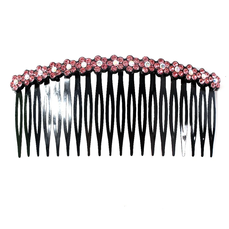 pink hair comb Модный гребень для волос со стразами прически цветок хрустальные шпильки для волос Тиара Новое поступление свадебные волосы головные уборы аксессуары для женщин - Окраска металла: pink hair comb