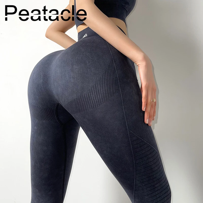 

Peatacle Hip-lifting Fitness Leggings Women's Quick Dry High Waist Stretchy Black Tight Yoga Pants Workout Sport Gym Clothing