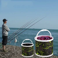 car folding bucket with anti jumping net outdoor camping fishing bucket thickened canvas water bucket
