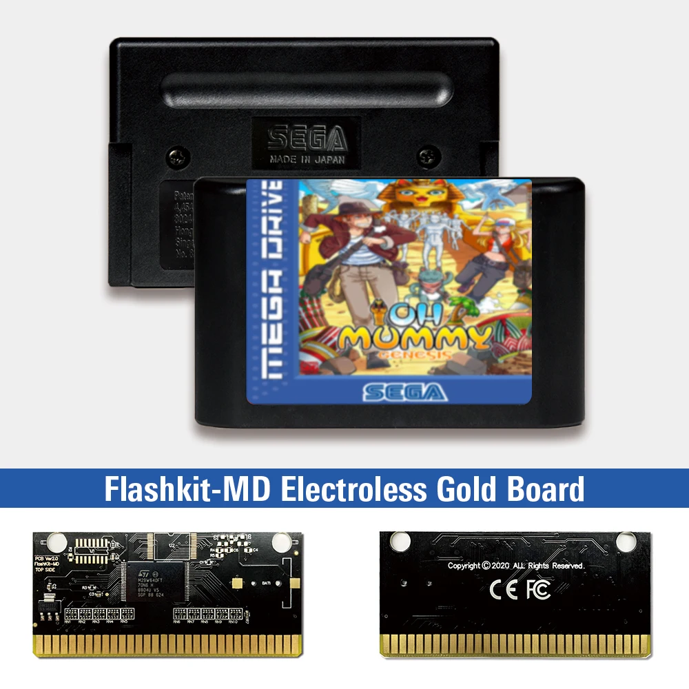

oh mummy - EUR Label Flashkit MD Electroless Gold PCB Card for Sega Genesis Megadrive Video Game Console