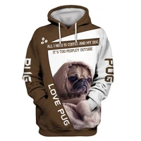 all i need is coffee and my pug dog 3d all over printed hoodie for menwomen 2022 fashion sweatshirt casual zipper pullover