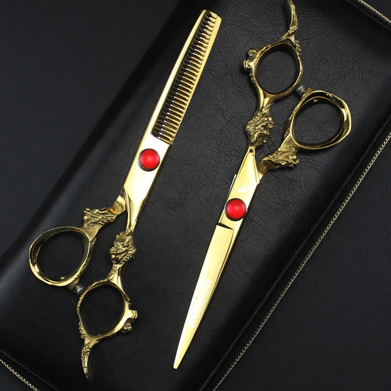 6 0 дюймовые Freelander Профессиональные прямые и зубные ножницы золотого цвета