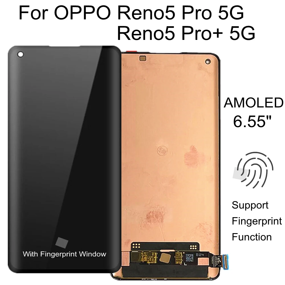Pantalla LCD AMOLED de 6,55 pulgadas para OPPO, accesorio de repuesto para pantalla t&aacute;ctil, para Reno5 Pro, 5G, PDSM00, PDST00, CPH2201, PDRM00-0