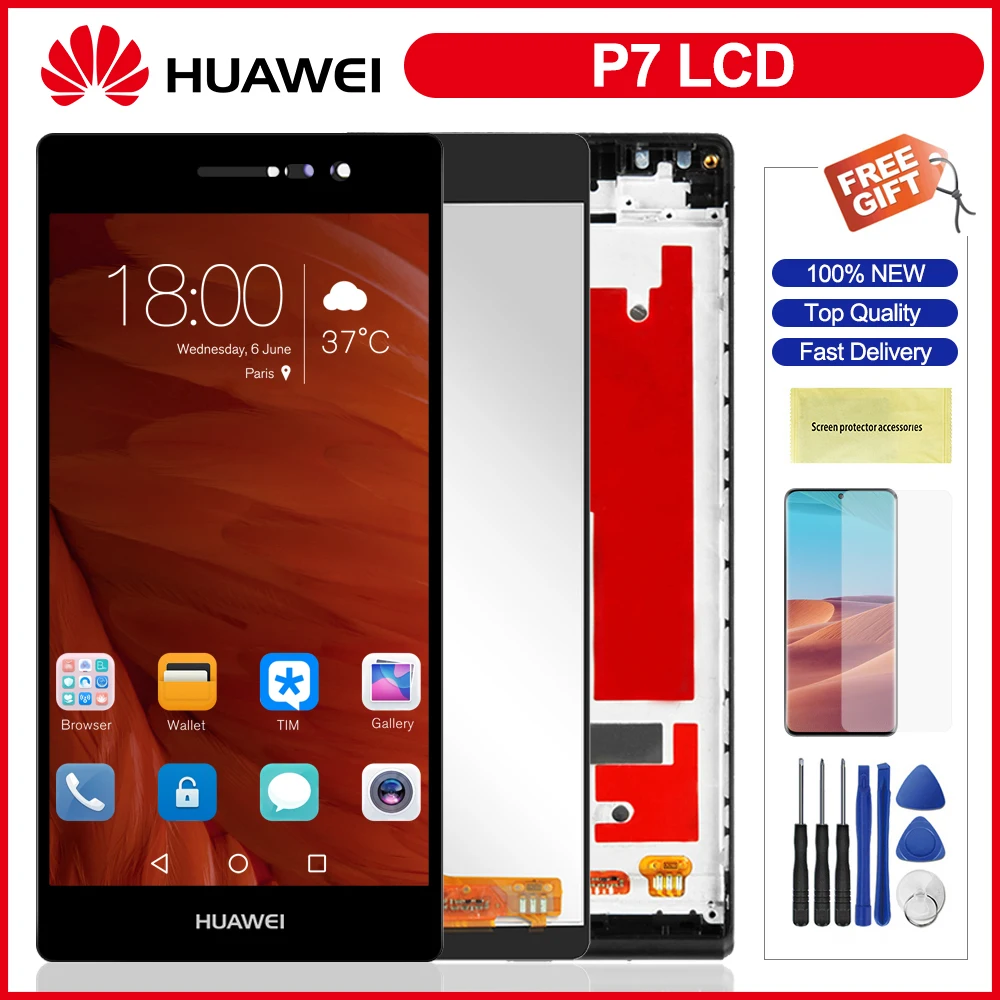 

ЖК-экран 5,0 дюйма для Huawei Ascend P7, ЖК-дисплей с сенсорным экраном, дигитайзер в сборе, замена для ЖК-дисплеев Huawei P7