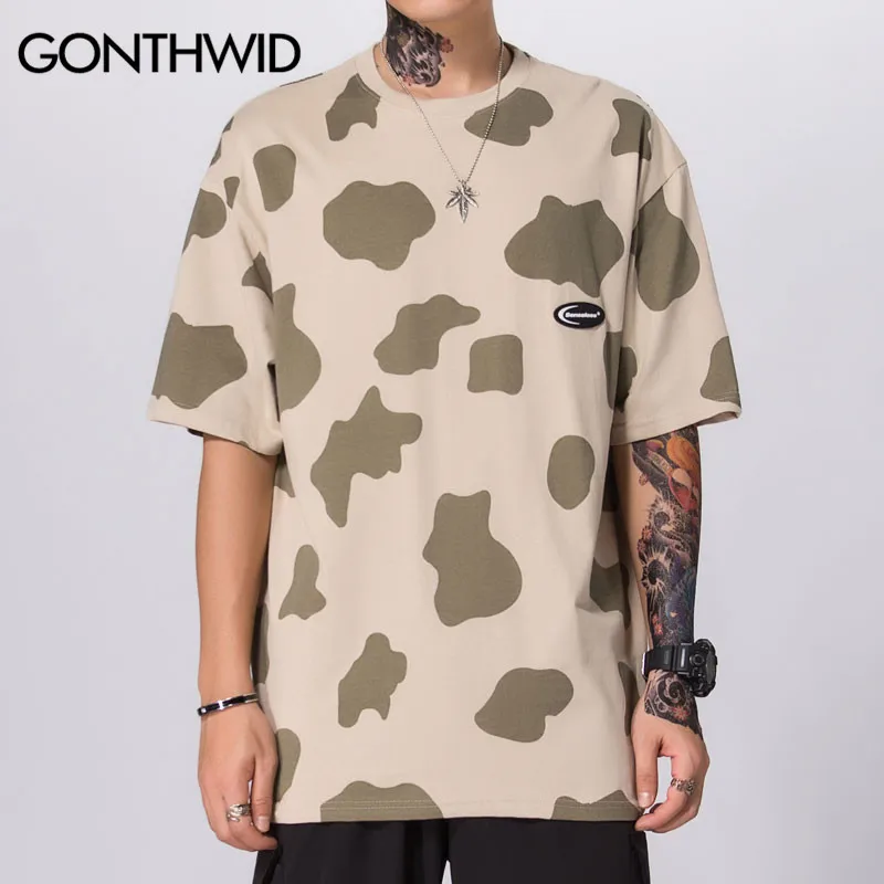 Мужская футболка с принтом GONTHWID Повседневная короткими рукавами в стиле