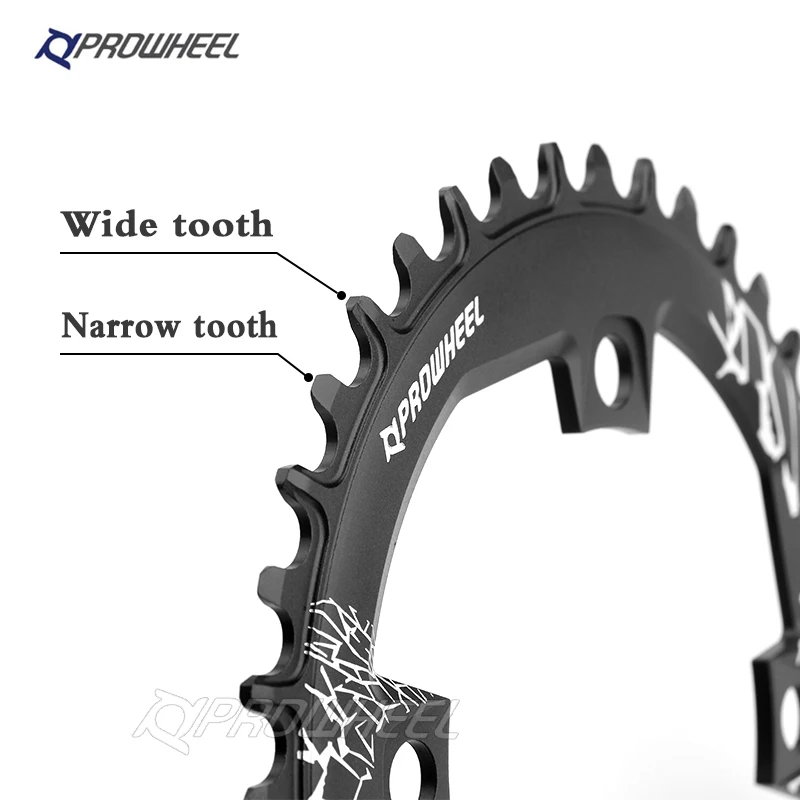 Цепь велосипедная PROWHEEL 104 BCD круглая узкая широкая AL7075 32T 34T 36T 38T 40T 42T|Шатун и