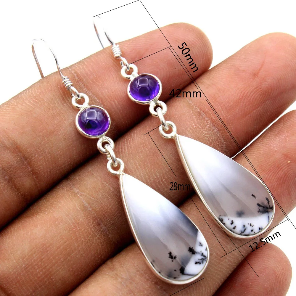 

Best Selling Fashion Water Drop Earring Fashion Jewelry Purple Beads Silver Dangle Earring For Women Wedding Accessory Gift