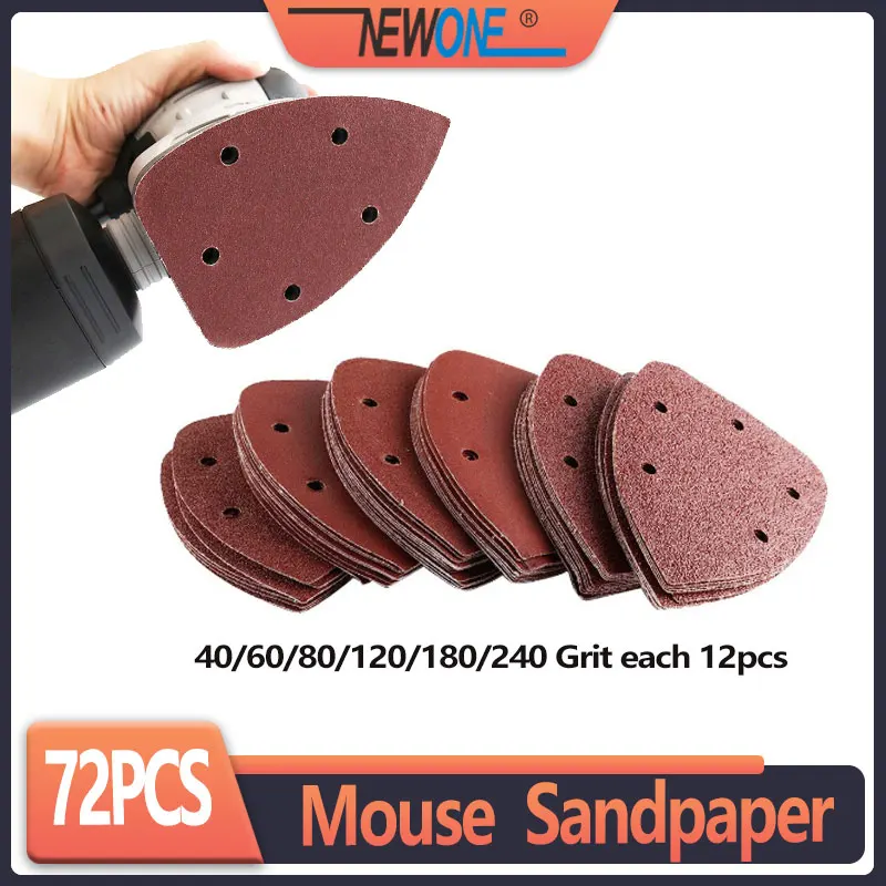 

72 Pcs 140mm Mouse Detail Sander Sandpaper Sander Pads Sanding Sheets Assorted 40 60 80 120 180 240 Grits