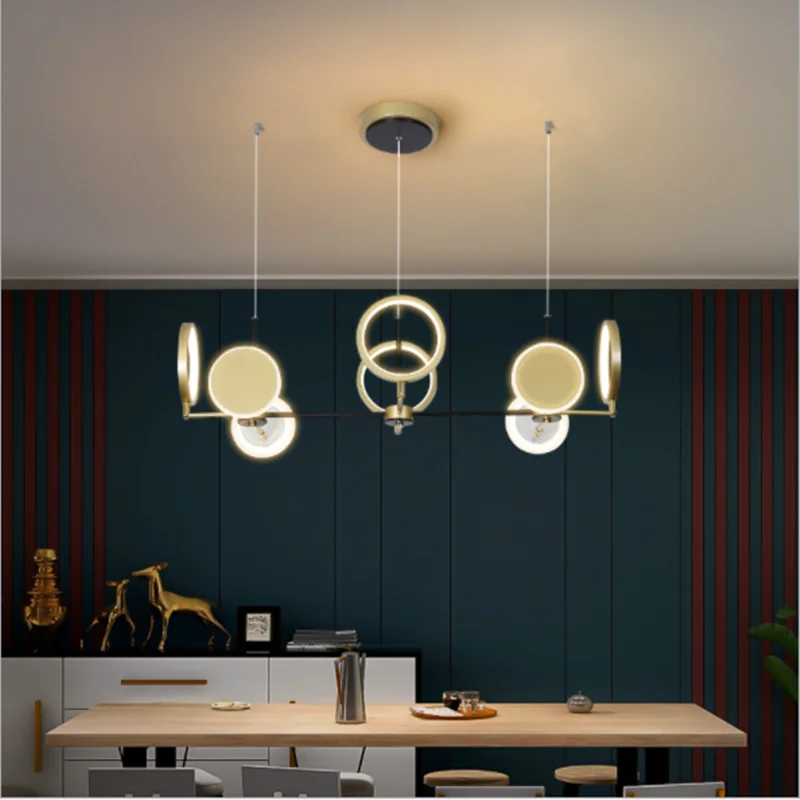 

Nordic rectangular chandelier Kitchen Indoor Loft Living Room Bedroom Home minimalist lamp Decoration Black bathroom chandelier