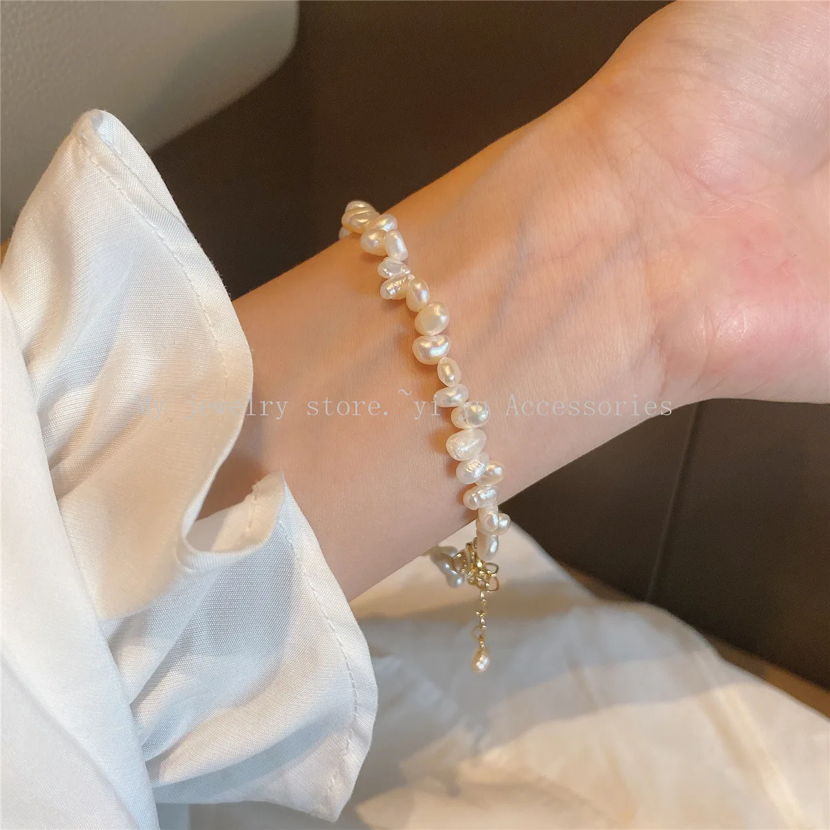

2021 New Retro Simple Temperament Natural Freshwater Bracelet French Gentle Ins Wind Small Simple Bracelet Party Jewelry