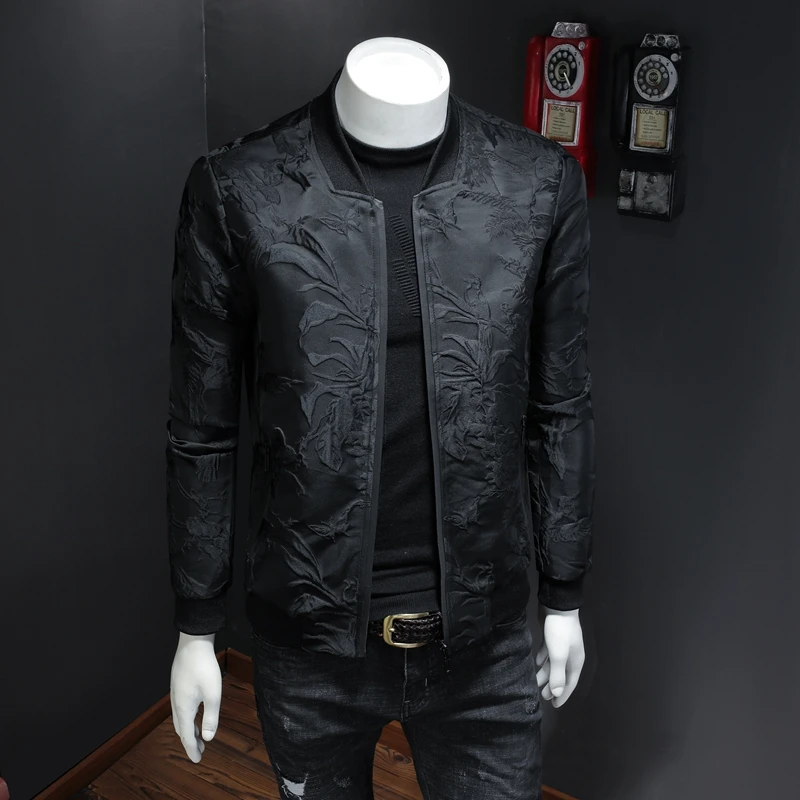 Мужская винтажная куртка-бомбер с цветочным принтом жаккардовая ветровка куртка