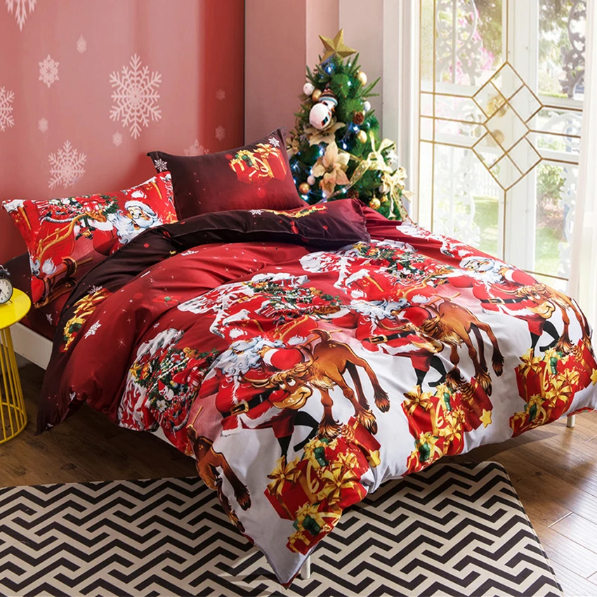 Рождественский домашний текстиль хлопковый комплект постельного белья из