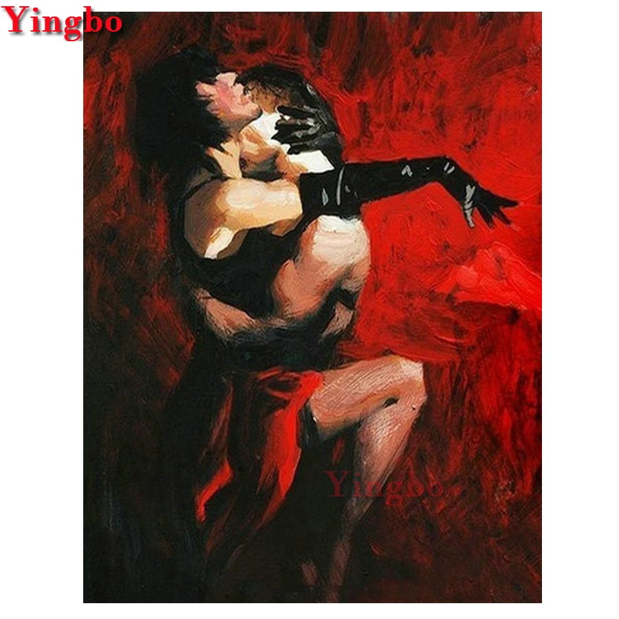 Diy Алмазная мозаика романтическая пара танец картина полная круглая Смола