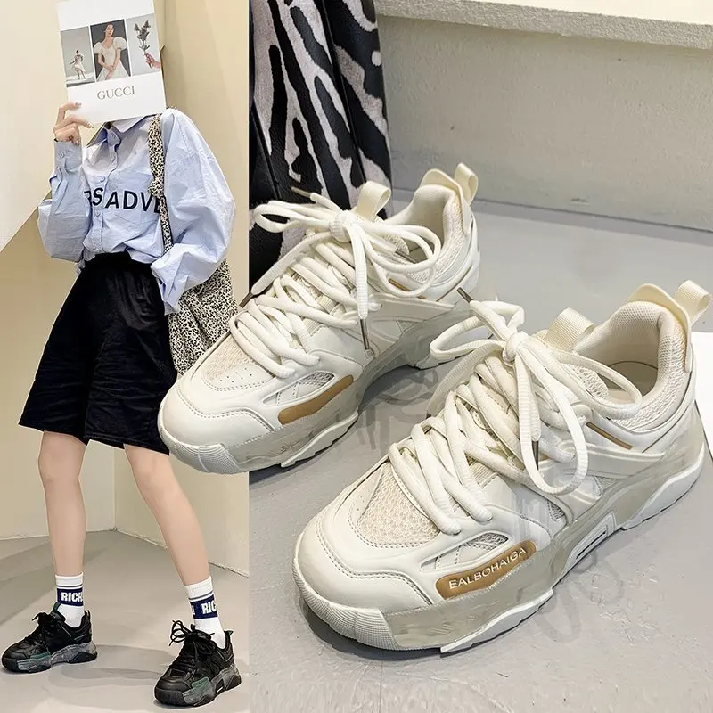 

Женские кроссовки на платформе, повседневная обувь, дышащие, массивные