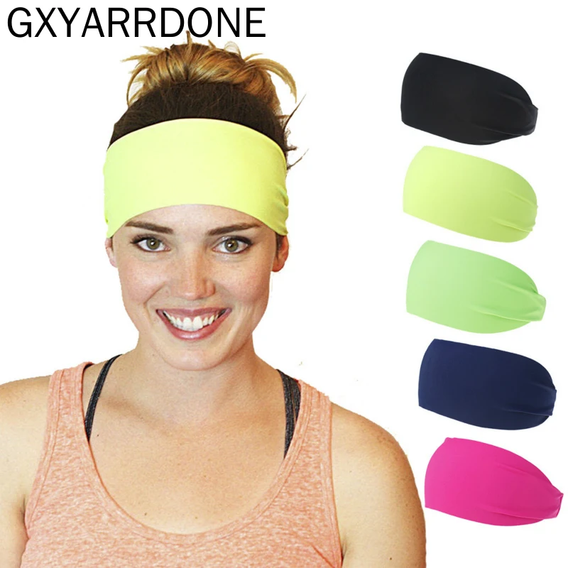 Спортивная эластичная повязка на голову неоновых цветов нескользящая для волос