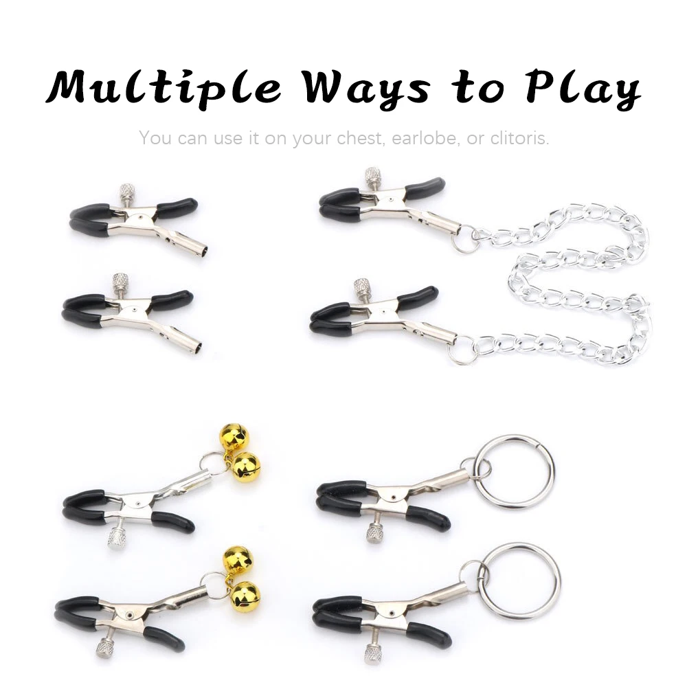 Регулируемые зажимы для сосков с серебряными бусинами и звеньями мягкие