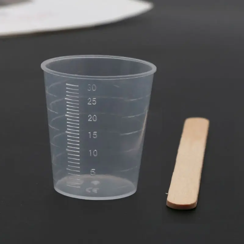 

50Pc 30ml Plastic Graduated Cups with 50 Wooden Stirring Stick Epoxy Resin Tools