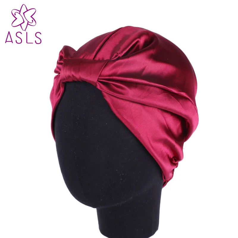 Двухслойная эластичная цветная удлиненная шапка из искусственного шелка Ночная