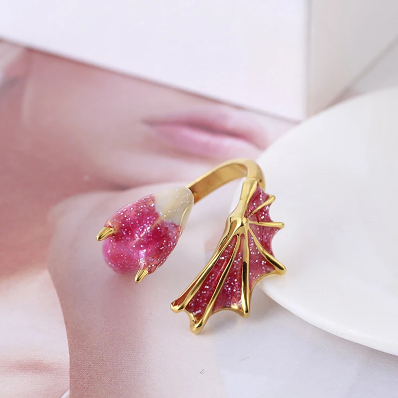 Мода Эмаль дракон кольца Викинг Панк животных Змея Регулируемая палец кольцо для