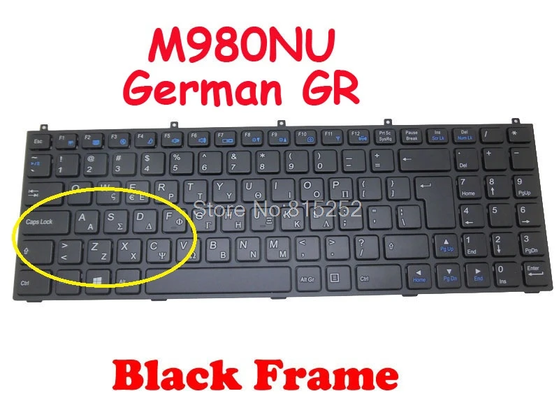

GR Keyboard For CLEVO M980NU MP-08J46D0-430W 6-80-M9800-074-1 MP-08J46D0-4307W 6-80-W2W50-070-1 Germany W258CZQ W25CEW W253EFQ