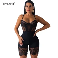 hot selling summer fashion sexy lace jumpsuits rompers spaghetti straps slim women playsuits plus size bodycon casual jumpsuit