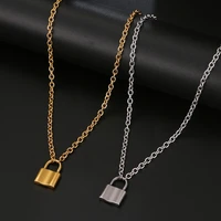 gothic padlock pendant stainless steel gold silver color necklaces brand new link chain lock necklaces collar for women jewelry