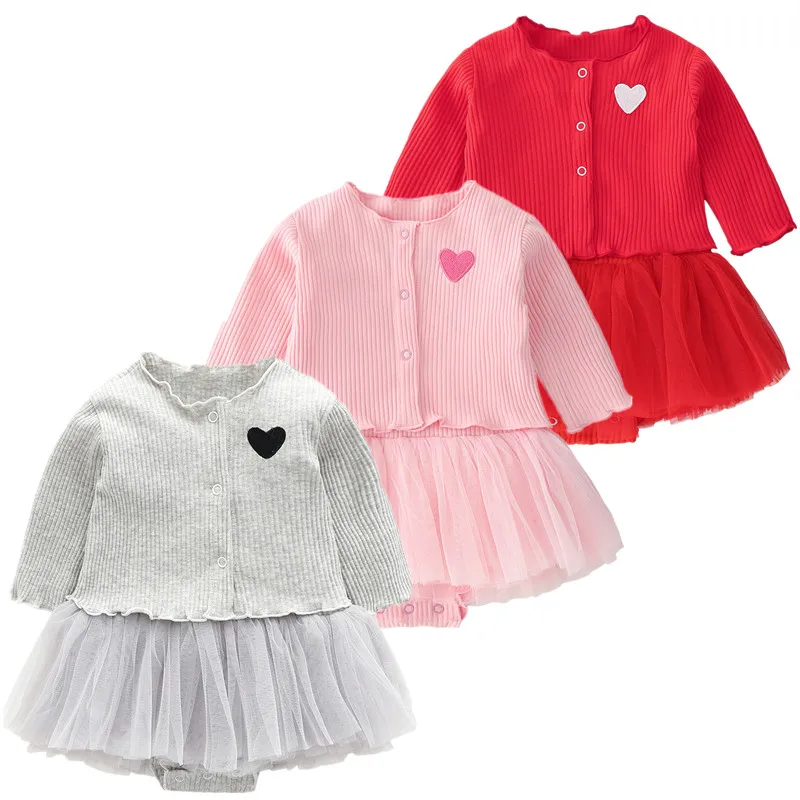 Комплект детской одежды для новорожденных розовое платье и куртка младенцев 3 12