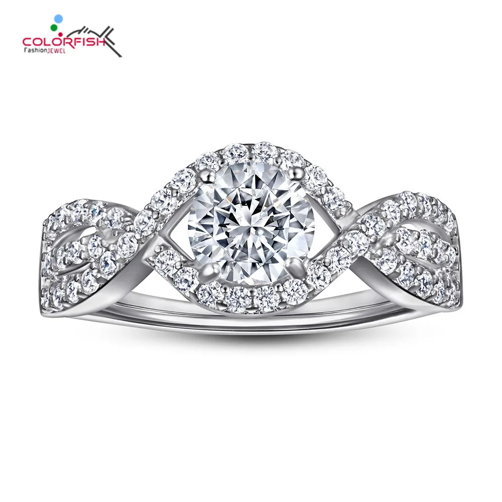 

Цвет рыбы моды класса люкс с запахом Группа 100% 925 стерлингового серебра 6 мм кубический цирконий Драгоценный Камень Обручальное кольцо для ж...