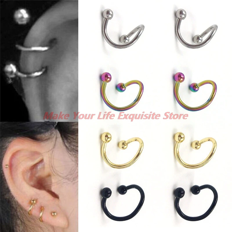 

New 10pc/5pair S Shape Surgical Steel Spiral Twisted Lip Ring Nose Rings 16 Gauge Ear Cartilage Helix Piercing Body Accessories