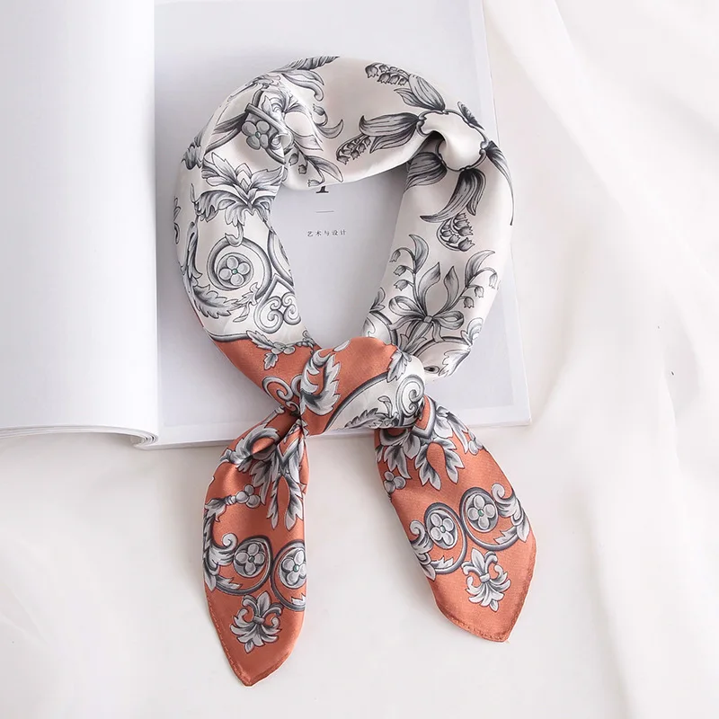 

Новый Шелковый шарф, квадратный женский шейный платок с фотографией, женский шарф, повязка на голову, Женская бандана, маленький хиджаб, шей...