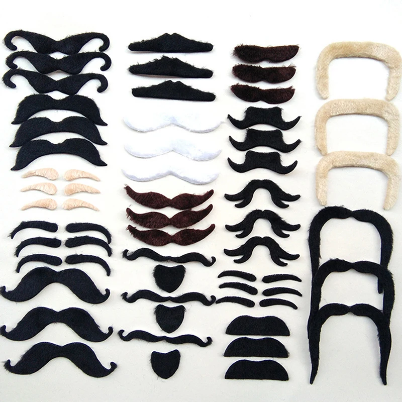 

48pcs Creative Funny Costume Mustache Pirate Party Halloween Cosplay Fake Mustach Beard Whisker Kid Adult Novelty Party Supplies