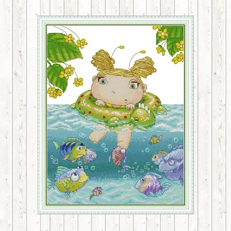 Наборы для вышивки крестиком в виде радужного единорога 14CT печатная ткань 11ct