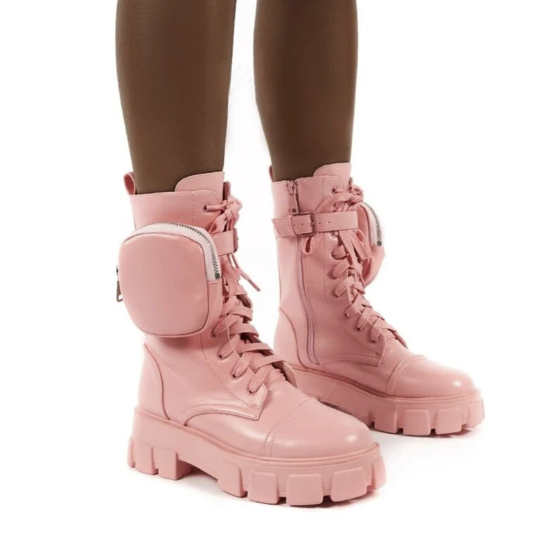 

New in 2020! Fashion pocket thick bottom chunky boots ladies ankle boots ladies only ankle boots plus sizeZH100759