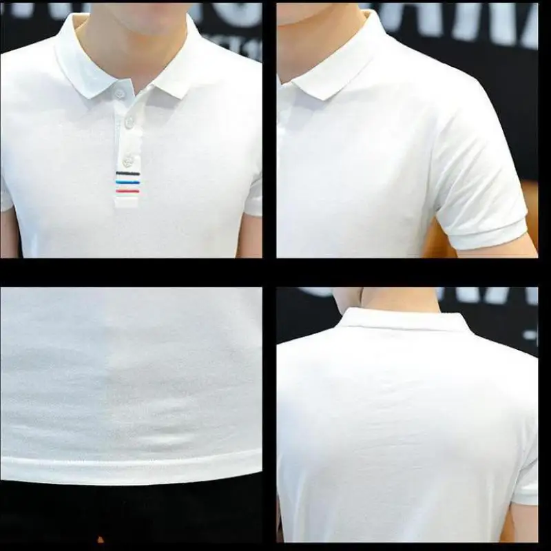 

Summer New Men's Clothing Short-sleeved T-shirt Ice Silk Lapel Polo Shirt Men's Compassionate Clothes Cotton Half-sleeved Top