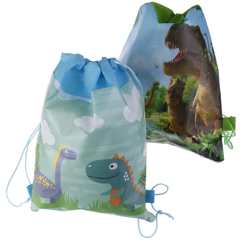 

Cartoon Non-woven Fabric Baby Shower Drawstring Gifts Bags Cute Dinosaur Theme Decorate Birthday Party Boys Favors