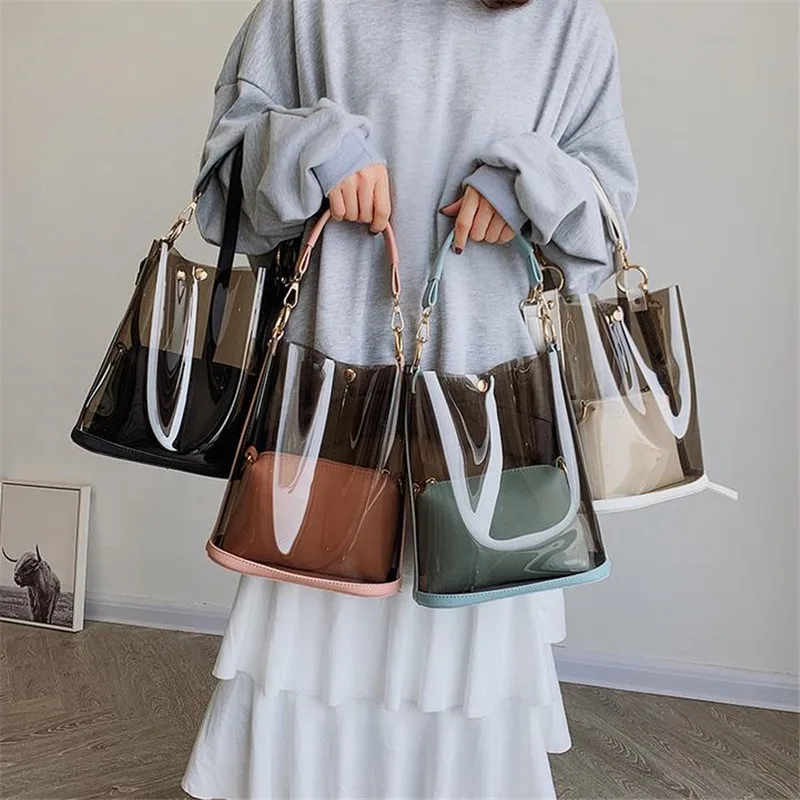 

Newest Fashion Transparent Jelly Bag Women PU Leather Luxury Designer Bags Handbag Messenger Bag Shoulder Bag Wallet Bags 20#
