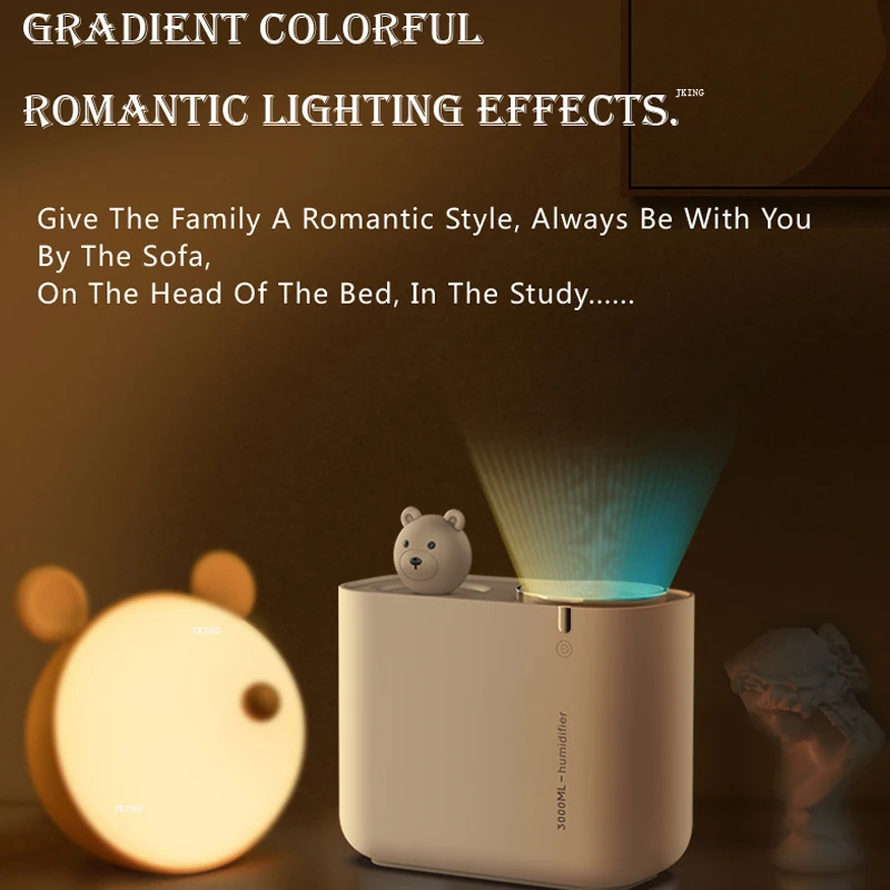 Новый 3000 мл увлажнитель воздуха милый медведь большой емкости двойной спрей