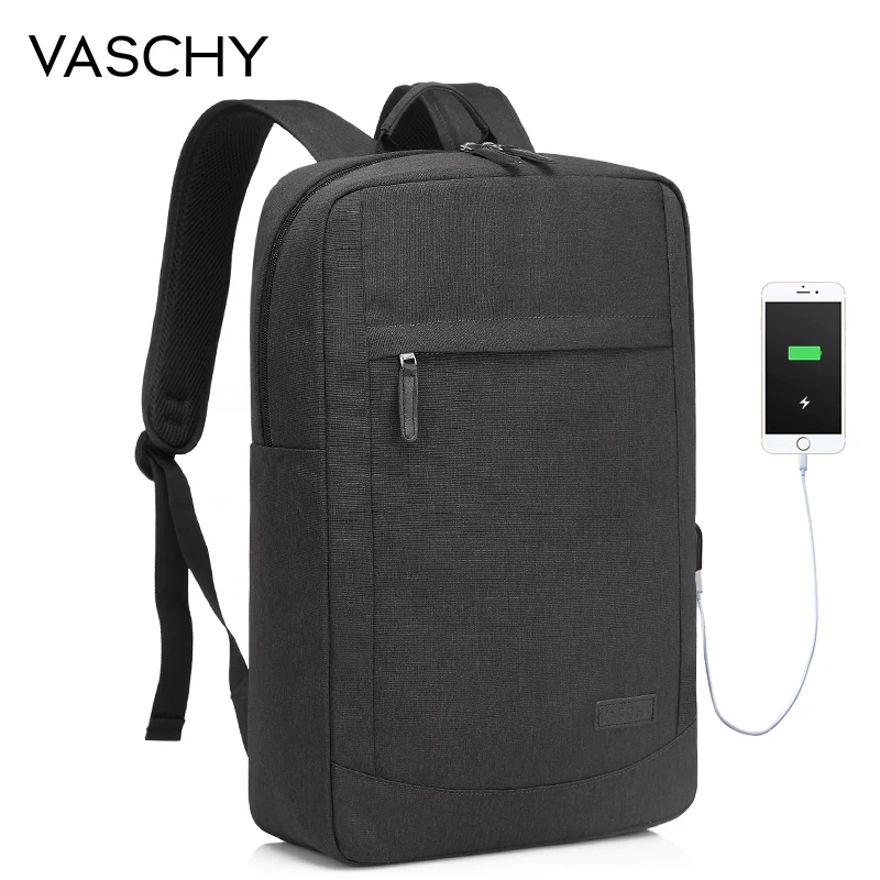 VASCHY Anti-thief 17In Laptop Backpack with USB Charging Port Lightweight Slim Business Computer Rucksack with Waterproof Cover