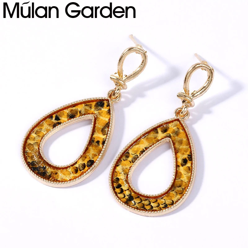 Женские серьги из искусственной кожи в виде змеиной капли с полой водой модные