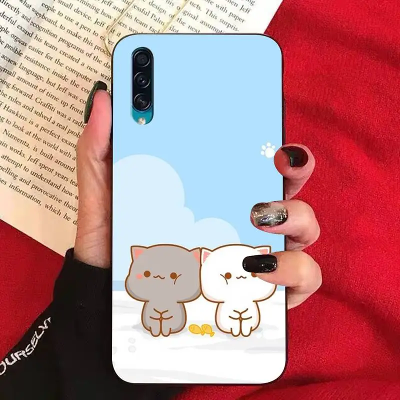 

I LOVE U Couple Lovely Cute Gray Cat Phone Case for Samsung A51 01 50 71 21S 70 31 40 30 10 20 S E 11 91 A7 A8 2018