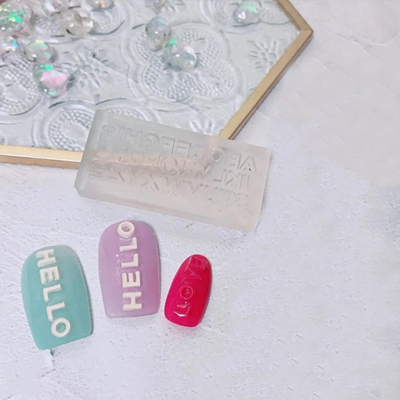 

5Pcs DIY Silicone Mold Gift for Carft Lovers English Letters Nail Art Template Molds Silicone Mold for Beginners