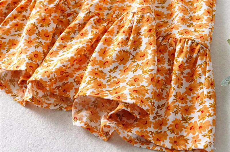 Женское винтажное платье с цветочным принтом желтое богемное мини-платье