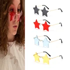 Солнцезащитные очки без оправы в форме звезды, солнцезащитные очки с пентаграммой для женщин и мужчин, велосипедные аксессуары, очки с украшением для вечеринки