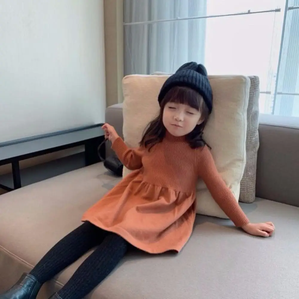 2-11Years для девочек толстый вязаный свитер платье малышей детей зимняя одежда 2020