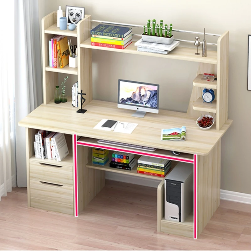 

Computer Desk Desktop Desk Simple Desk Bookshelf Combination Simple Bookcase Integrated Student Bedroom Writing Table Assembly
