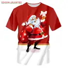 Оригинальная искусственная новинка, Мужская Женская 3d футболка с забавным принтом Санта-Клауса, Летние повседневные топы унисекс, подарок на Рождество, папу, маму