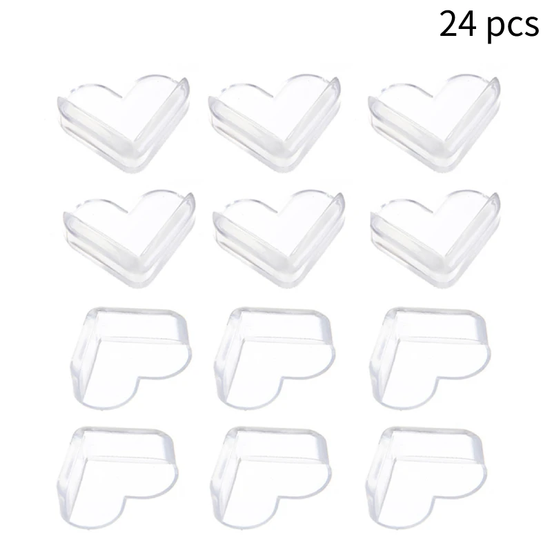 24pcs heart-shaped 20 шт силиконовый детский Защитный протектор для мебели, угловая защита стола, защита от коррозии, Защита краев и углов - Цвет: 24pcs heart-shaped